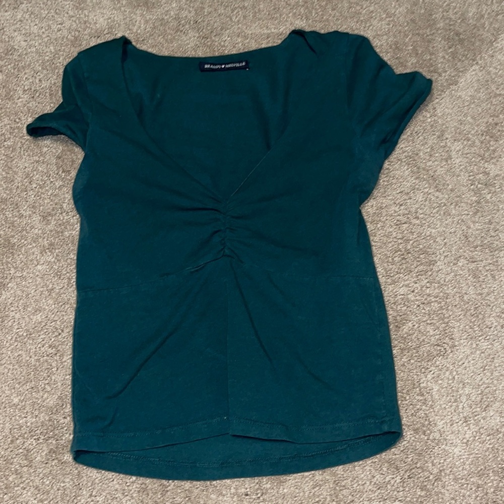 forest green ruched tee